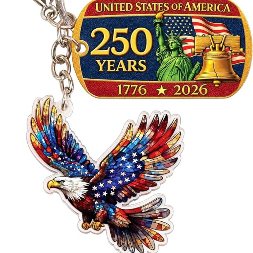 Eagle Keychain USA 250 Years Keychain 1776–2026 Patriotic American Eagle Keyring
